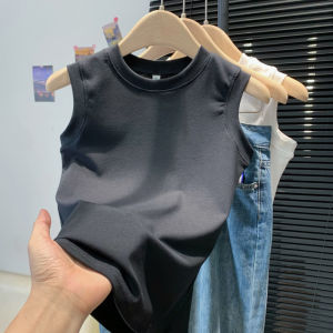 เสื้อกั๊กแขนกุดคอตตอนสีดำขาวสำหรับผู้หญิง ทรงเข้ารูป ทรงเข้ารูป แขนกุด คอตตอนแท้ ทรงเข้ารูป เสื้อชั้นในฤดูร้อน เสื้อชั้นในสำหรับใส่ด้านนอก