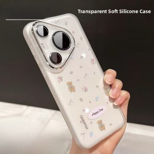 Sup&LV | Ultra-Thin Transparent Protective Phone Case For Huawei Pura70 Pro Full Cover Shockproof Womens Spring 70Ultra Fresh Style P60 Premium Feeling P50 Small Breeze