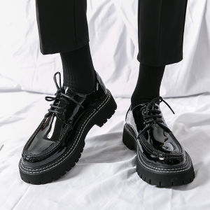 Round Toe Patent Leather Mens Casual Shoes