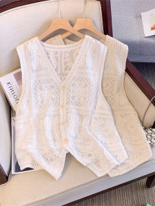 Elegant Fashion New Spring 2026 Womens French Design Plus Size Lace-Up Sleeveless Cardigan