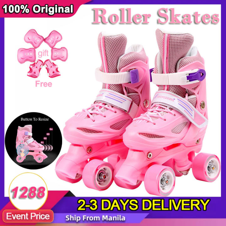 roller skates for kids adjustable double-row roller skate shoes with  wheels rollerblades for girls boys beginner 4-12 years old children outdoor 
