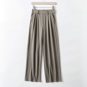 High Waist Draped Wide Leg Yoga Pants Sporty Style Casual Trousers for Women Nylon Material Comfortable Straight Leg Trousers