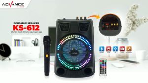 Speaker Wireless Bluetooth Portable 8 Inch Advance KS-612 Plus Mic Wireless Karaoke Super Bass