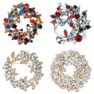 Luxury Rhinestone พวงหรีดเข็มกลัดสําหรับผู้หญิง Pins จัดเลี้ยงกระเป๋าเป้สะพายหลังของขวัญใหม่เครื่องประดับอุปกรณ์เสริมเพื่อนตกแต่ง