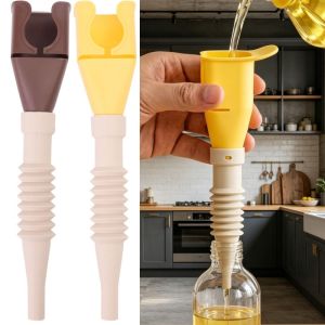 Retractable Fuel Funnel Durable Foldable Design Flexible Food-Grade Silicone Auto Oil Telescopic Funnel