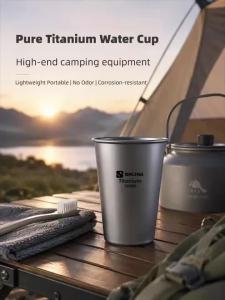 Cốc Uống Nước Bằng Titan Nguyên Chất 320ML Dành Cho Cắm Trại Ngoài Trời Đi Bộ Đường Dài - Cốc Cà Phê Bia Di Động Cho Gia Đình Văn Phòng Quầy Bar Nhà Bếp