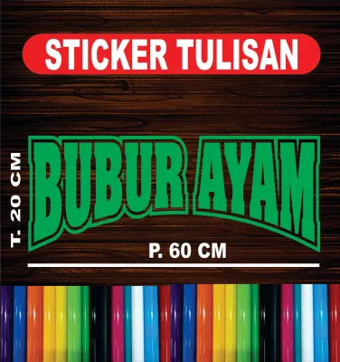 CUTTING STICKER TULISAN BUBUR AYAM STICKER TEMPELAN UNTUK NAMA JUALAN DI GEROBAK ATAU ETALASE KACA DLL