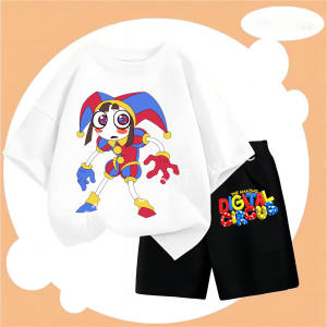 Potdemiel | Boys Girls Summer Casual Clothing New The Amazing Digital Circus Children T Shirt Set Anime Cartoon Printed Short Two Piece Suit