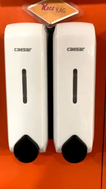 Hộp đựng xà phòng Caesar KAG-HXPN40 -Trắng-White thiết kế hiện đại, hộp nước rửa tay bông 2 ngăn 350ml sữa tắm, dầu gội đầu