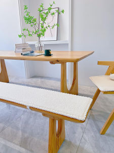 Teddy Velvet Long Bench Seat Cushion Card Seat Cushion Solid Wood Bench Pad Anti-Slip Seat Cushion Modern Simple Style Home Fabric