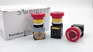 30mm Emergency Stop Button Switch with Light Mushroom Emergency Stop Power Switch Control Electrical Starter Switch 220V 10A NC