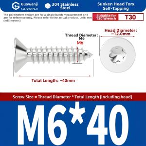 GUWANJI | Stainless Steel Security Head Flat Countersunk Internal Hexagon Self Tapping Screws