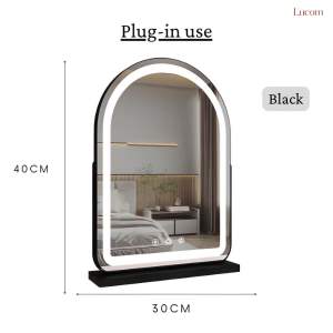 【SG seller】(LUCOM) Makeup Mirror LED Makeup Mirror Rotating Mirror HD Mirror Desktop Mirror Vertical Desktop Mirror