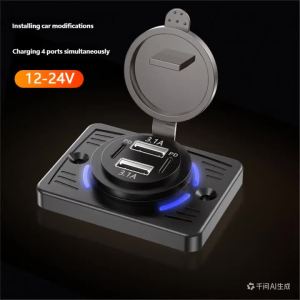 Bộ Sạc Ô Tô USB Kép 12V-24V QC3.0 PD 3.1A/2.1A Có Nắp Trượt Dành Cho Xe Tải Xe Cắm Trại RV - Ổ Cắm Sạc Nhanh Bộ Chuyển Đổi Bảng Điều Khiển