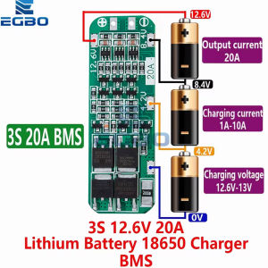 3S 20A BMS Protection Board for 18650 Li-ion/Lipo Battery 12.6V PCB Charger Module with Overcharge/Discharge Protection