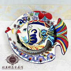 Classic Bohemian Coffee Cup And Plate TTU Premium Green Flower Blue Cup And Plate European Style Ceramic Coffee Utensils