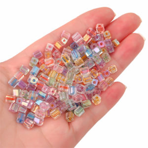 10g 5mm Cube Beads Ice Cream Color Charms Loose Square Czech Glass Beads for Jewelry Making DIY Bracelet Necklace Accessories