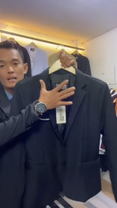 Amelstore Setelan Jas Dan Celana Hitam Wisuda Pria Blazer Nikah Kerja Formal Slimfit Bahan SemiWool