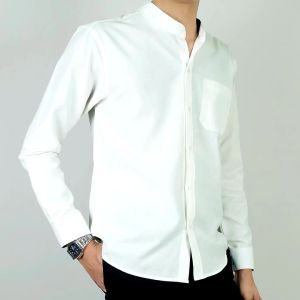 🚛🇹🇭เสื้อเชิ้ตผู้ชาย เสื้อเชิ้ตคอจีนแขนยาว เสื้อหล่อเท่ห์ ใส่ได้ทั้งทำงานและลำลอง สไตล์เรียบหรู ไซส์ S-5XL