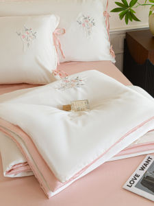 ZHIDING | Girly Princess Style Cool Silk Embroidery Super Soft Air Conditioning Summer Quilt Set