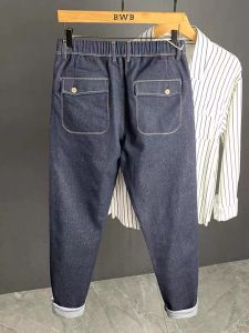 New Mens Straight Leg Jeans Spring Autumn Harlan Loose Fit Long Trousers Large Pocket Design Casual Denim Pants Cotton Polyester Blend