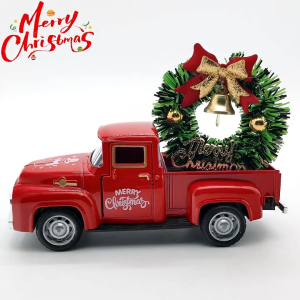 Mini Snowman Truck with Wreath Ornament Christmas Decor Macaron Colors for Holiday Party
