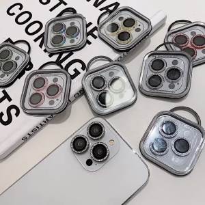2-3Pcs Diamond Glitter Camera Protection For 17 16 15 14 13 Pro Max Bling Metal Lens Ring Tempered Film For 14 15 Plus Glass