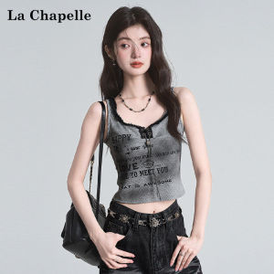 La Chapelle | American Letter Print Sleeveless Short Style Bind Camisole Top
