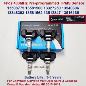 4pcs For Chevrolet Corvette Volt Opel Astra J Cascada Corsa E Vauxhall Astra MK 433MHz TPMS sensor 13598775 13327259 13581560