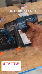 Lomvum สว่านไร้สาย สว่านแบตเตอร์รี่ สว่านขันสกรูไร้สาย 12 โวลท์ 2 สปีด ปรับได้ 21 ระดับ มีแถบแสดงปริมาณแบตเตอรี่ Model LY12-S