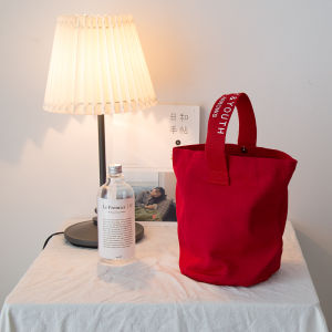 Japanese and South Korean Style Chic Simple Canvas Bucket Bag Casual All-match Small Handbag Portable Convenient Lunch Box Bag Phone Bag