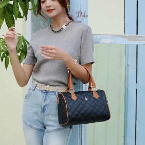 Swiss Polo Ladies PU Leather Detachable Strap Quilted Top Handle Sling Shoulder Bag - Multi Colour HJX 128