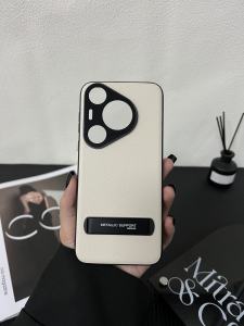 Ultra-Thin Genuine Leather Huawei Pura70Pro Phone Case Full Lens Coverage with Stand Fall Protection Simple Stylish Design