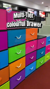 MAXONIC 3/4/5 TIER MULTICOLOR PLASTIC DRAWER | LACI PLASTIK WARNA-WARNI | RATTAN DESIGN DRAWER | TOY CLOTHES STORAGE