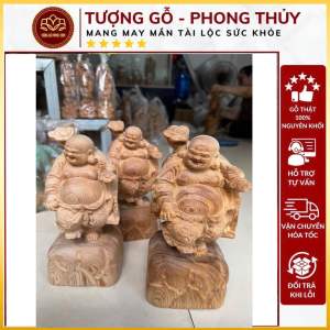 Tượng Di Lặc vác gậy như ý mang sự may mắn tài lộc quyền lực hạnh phúc gỗ ngọc am thơm kích thước 22-10-10cm