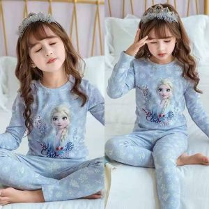 Kids Pajamas Pure Cotton Girl Spring & Fall 2024 New Arrival Girls Western Style Children and Teens Loungewear Suit Autumn