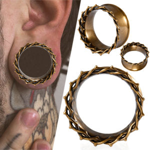 Vintage Round Thistlesþs Cross Ear Copper Threadless Hollow Ear Tunnel Expansion Ear Gauge Strengther Piercing Earring
