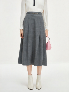 Koradior | Spring MIU Style A-Line Long Wool Skirt
