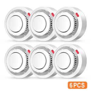 6Pack Tuya WiFi Smart Smoke Sensor Smartlife APP Control Smoke Alarm 85dB On Site Alarm Supports Alexa & Google Assistant