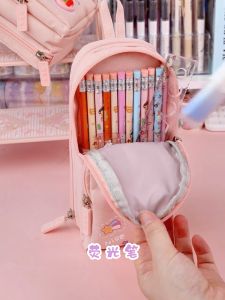 Portable schoolbag pen bag Girls large capacity stationery bag junior high school pencil bag primary school pencil case vertical
