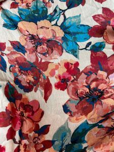 Khúc 80cm x 1m5 vải lụa gấm xước KhangThinhGia nền kem chất mềm mát có giản nhẹ may áo kiểu váy bé (X7)