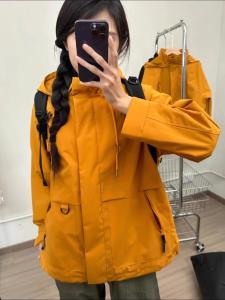 Ruiyi Womens Outdoor Climbing Jacket Hooded Spring Autumn American Style Sportswear Casual Loose Fit Long Sleeve Zipper