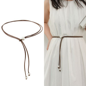 Slim Waist Belt White Decorative