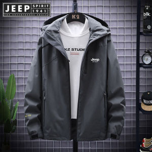 JEEP SPIRIT 1941 ESTD Mens Outdoor Hooded Waterproof Windproof Windbreaker Jacket Jacket Plus Size 7XL Spring Autumn Mountain Travel Breathable Windbreaker Jacket
