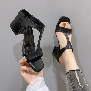 DIANCHA | Retro Roman Summer Fashion Square Toe Open-Toe Strappy High Heels Sandals