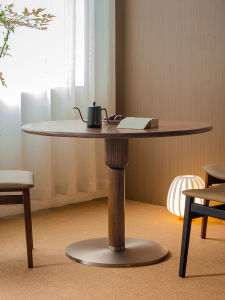 Green Banana Home Shangxi round Table Small round Table Black Walnut Solid Wood Dining Table Small Apartment Log Style Dining Table Home