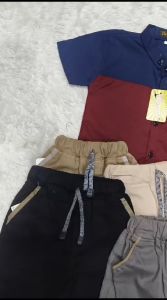 Setelan Kemeja Plus Celana Chinos Premium Usia 0 sampai 12 Tahun Warna Kombinasi Maroon mix Navy