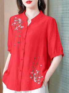 QIAOXIZI | Elegant Breathable Cotton Linen Short Sleeve T-Shirt