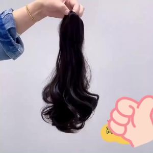 H&STRA Synthetic Short Wave Ponytail for Women Drawstring Tied to Hair Tail Clip in Hair Extensions for Women