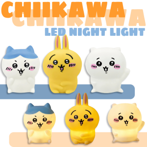 Bandai | Cute Chiikawa Anime LED Night Light Hachiware Usagi Rabbit Lamp Bedroom Desktop Decor Birthday Gift for anyone Best Gift Toy